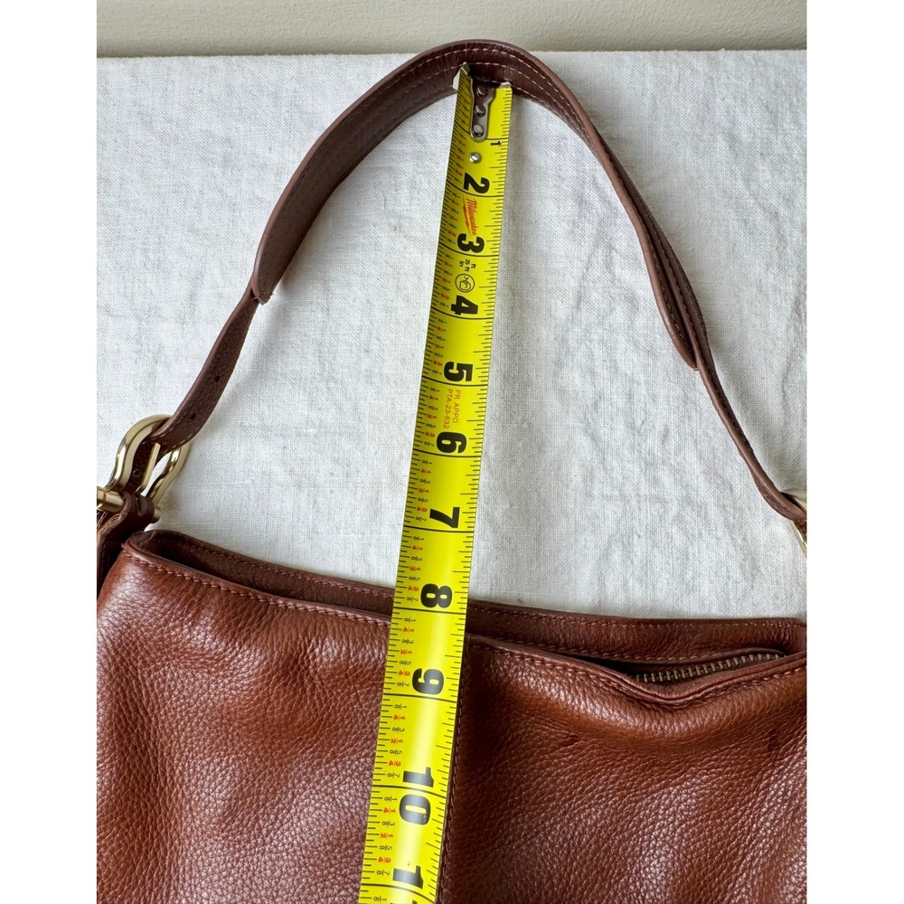 Vintage Liz Claiborne Cognac Brown Leather Y2K Small Shoulder Bag Gold Hardware - Picture 4 of 10